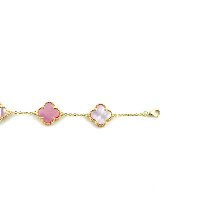 Pulsera Trebol (Rosado Madre de perla) en Plata