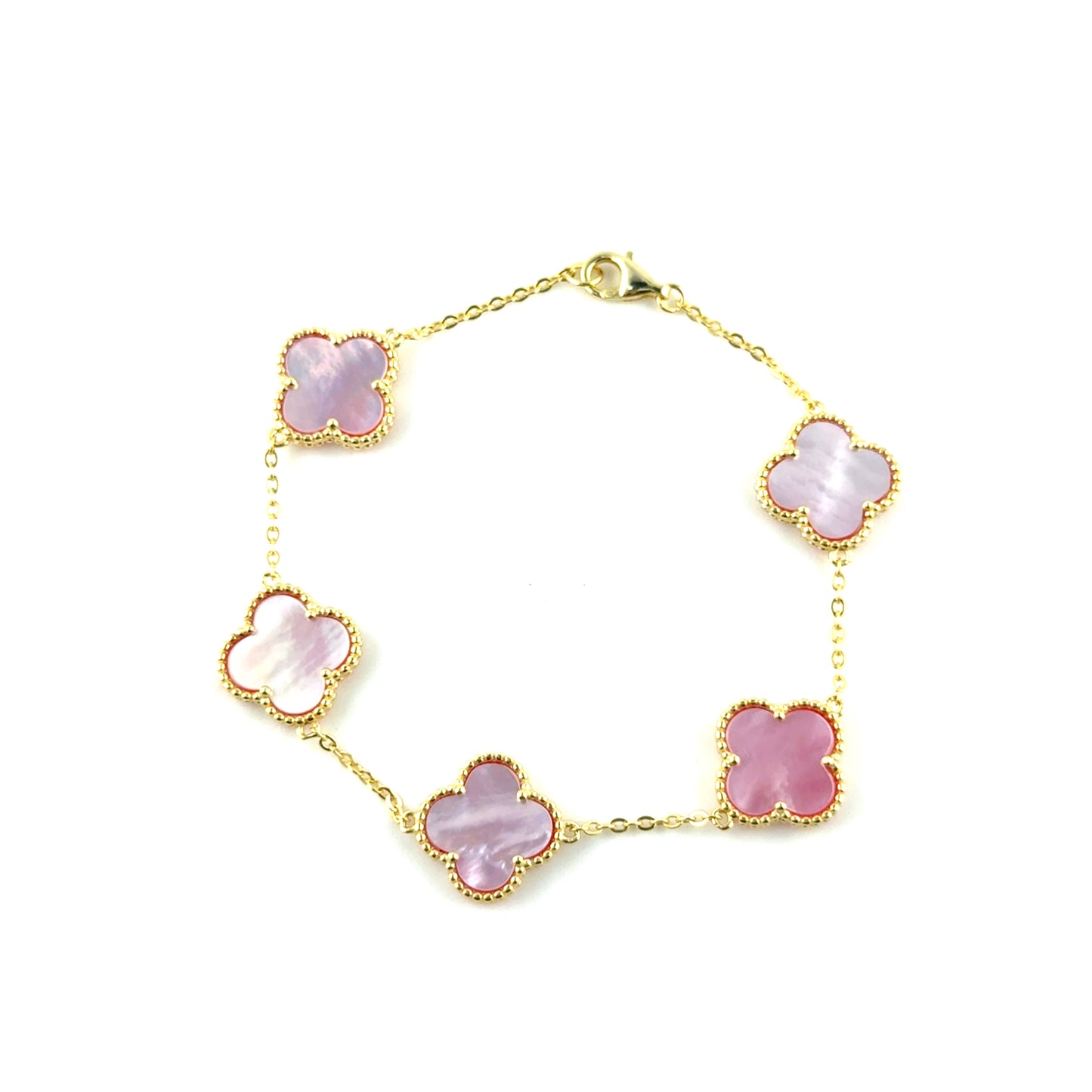 Pulsera Trebol (Rosado Madre de perla) en Plata