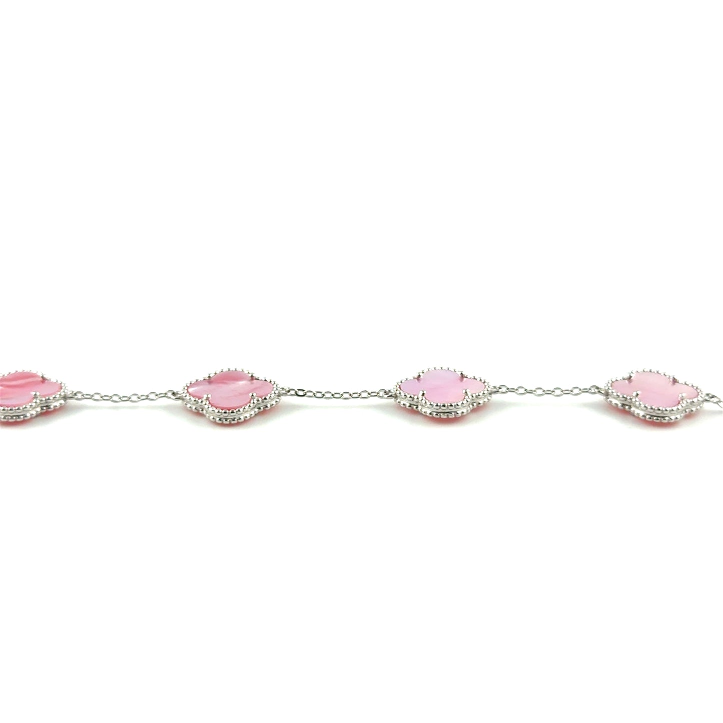 Pulsera Trebol (Rosado Madre de perla) en Plata