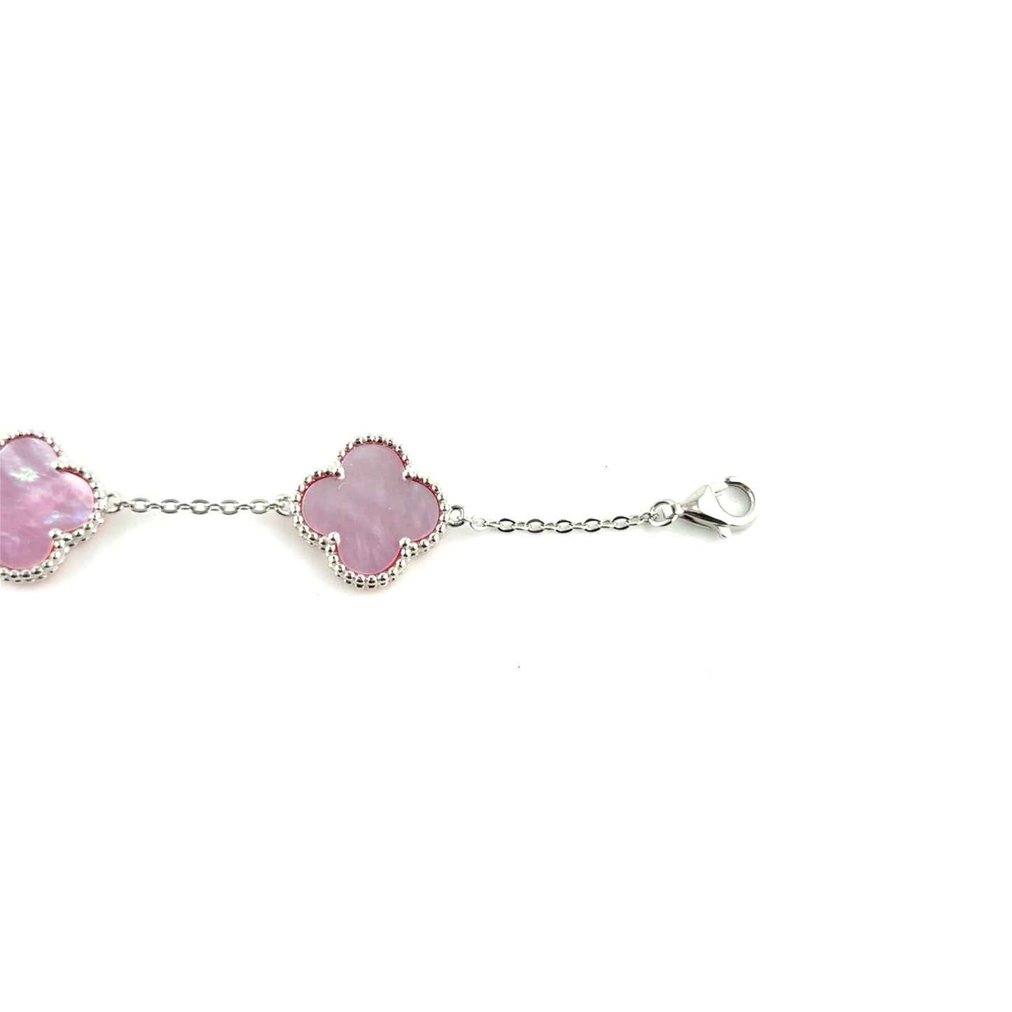 Pulsera Trebol (Rosado Madre de perla) en Plata