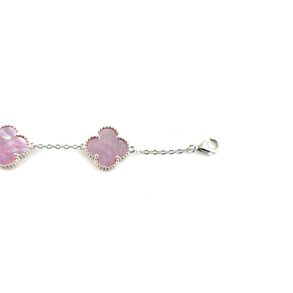 Pulsera Trebol (Rosado Madre de perla) en Plata