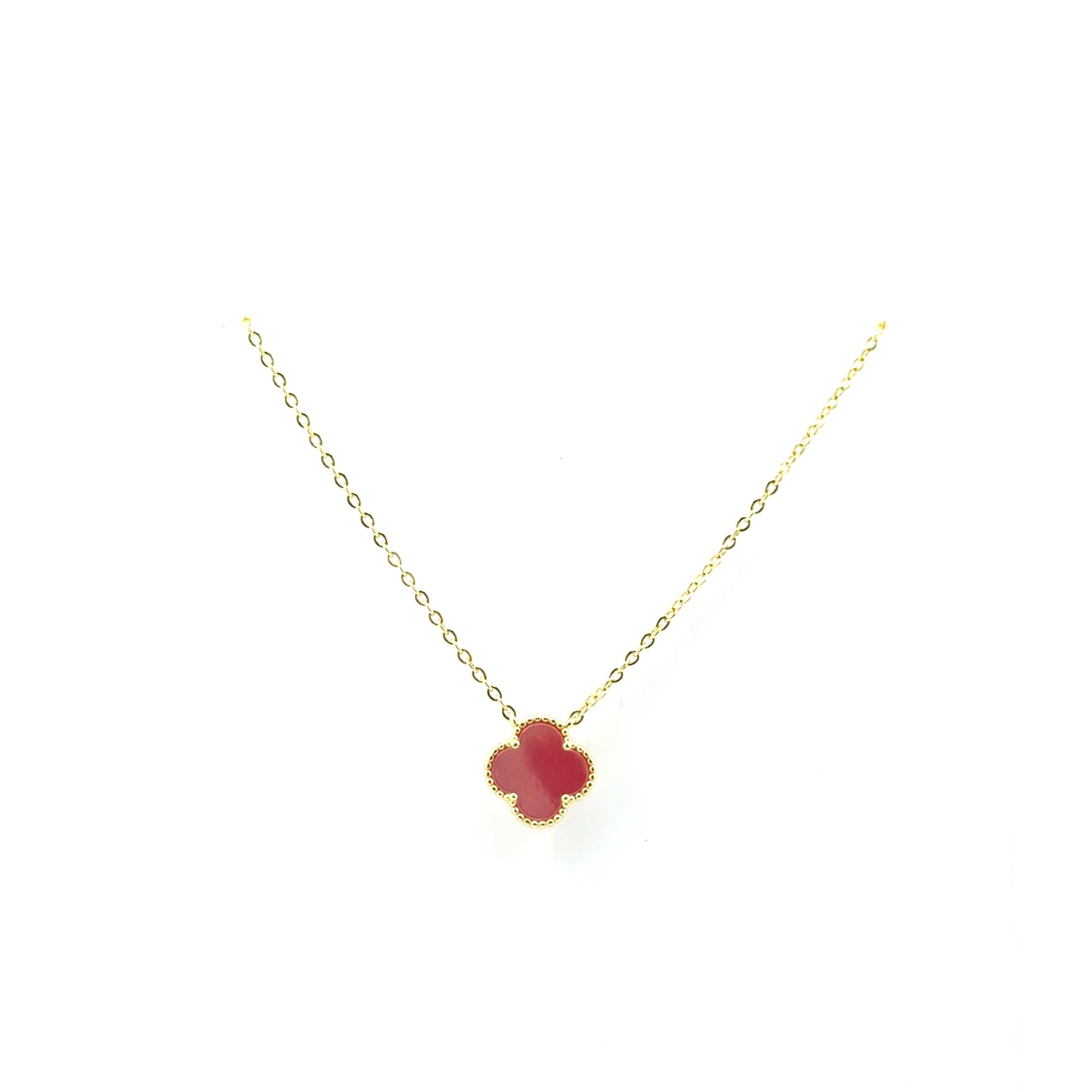 Collar Trebol (madre de perla rosado) en Plata