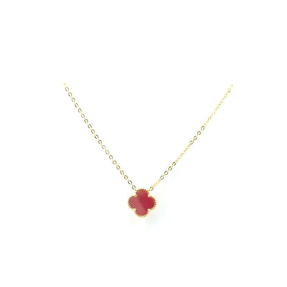 Collar Trebol (madre de perla rosado) en Plata