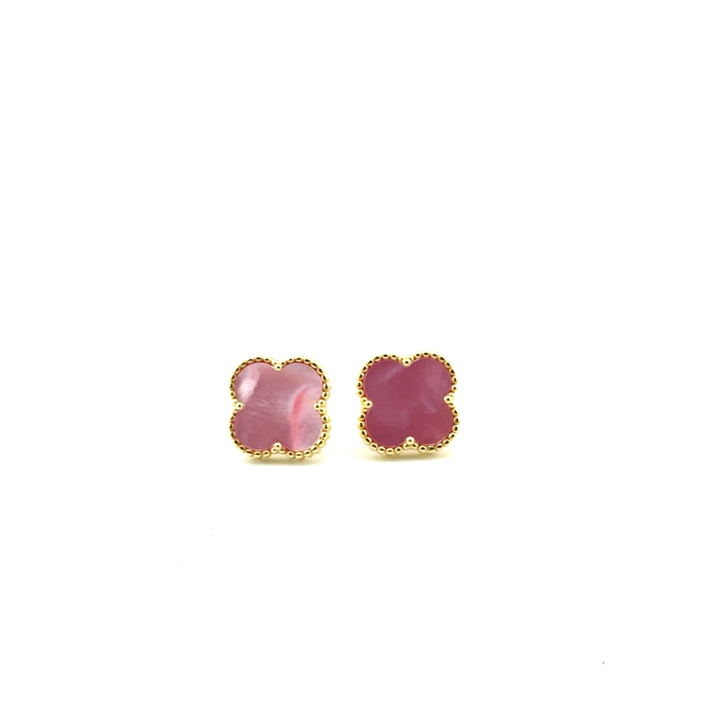 Aretes Trebol (madre de perla rosado) en Plata