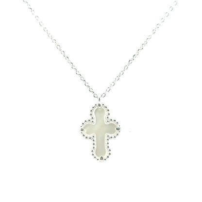 Collar Cruz (madre de perla) en Plata