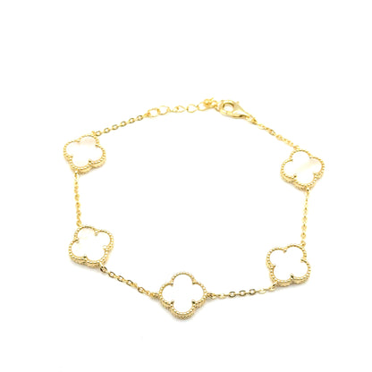 Pulsera Trébol (madre de perla) en Plata