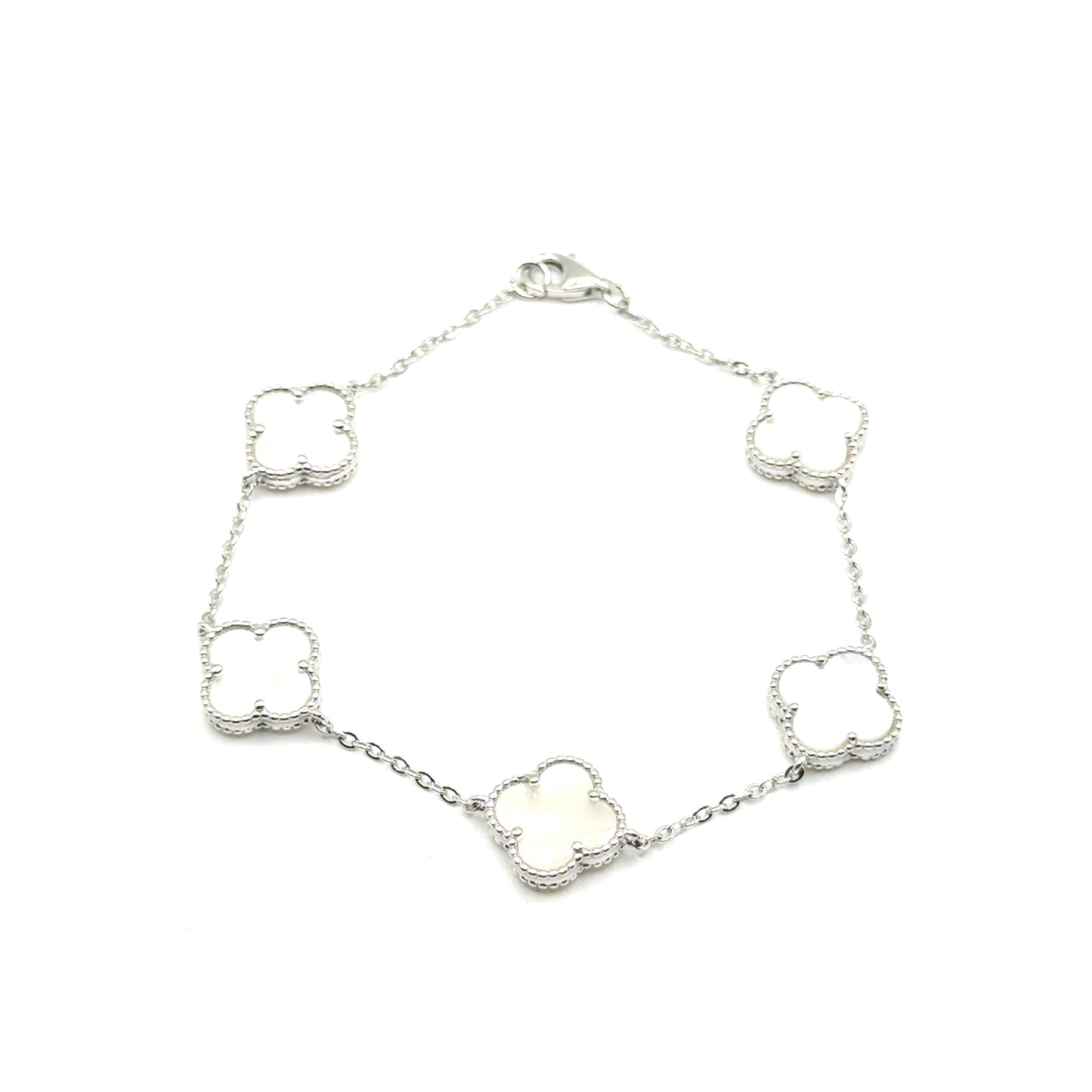 Pulsera Trébol (madre de perla) en Plata