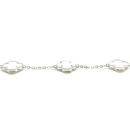 Pulsera Trébol (madre de perla) en Plata