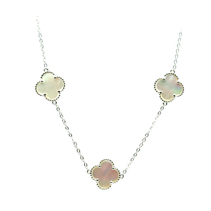 Collar 5 Treboles (Blanco) en Plata 925