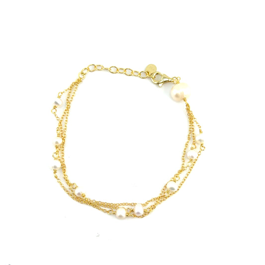 Pulsera (3 vueltas) con Perlas en Plata