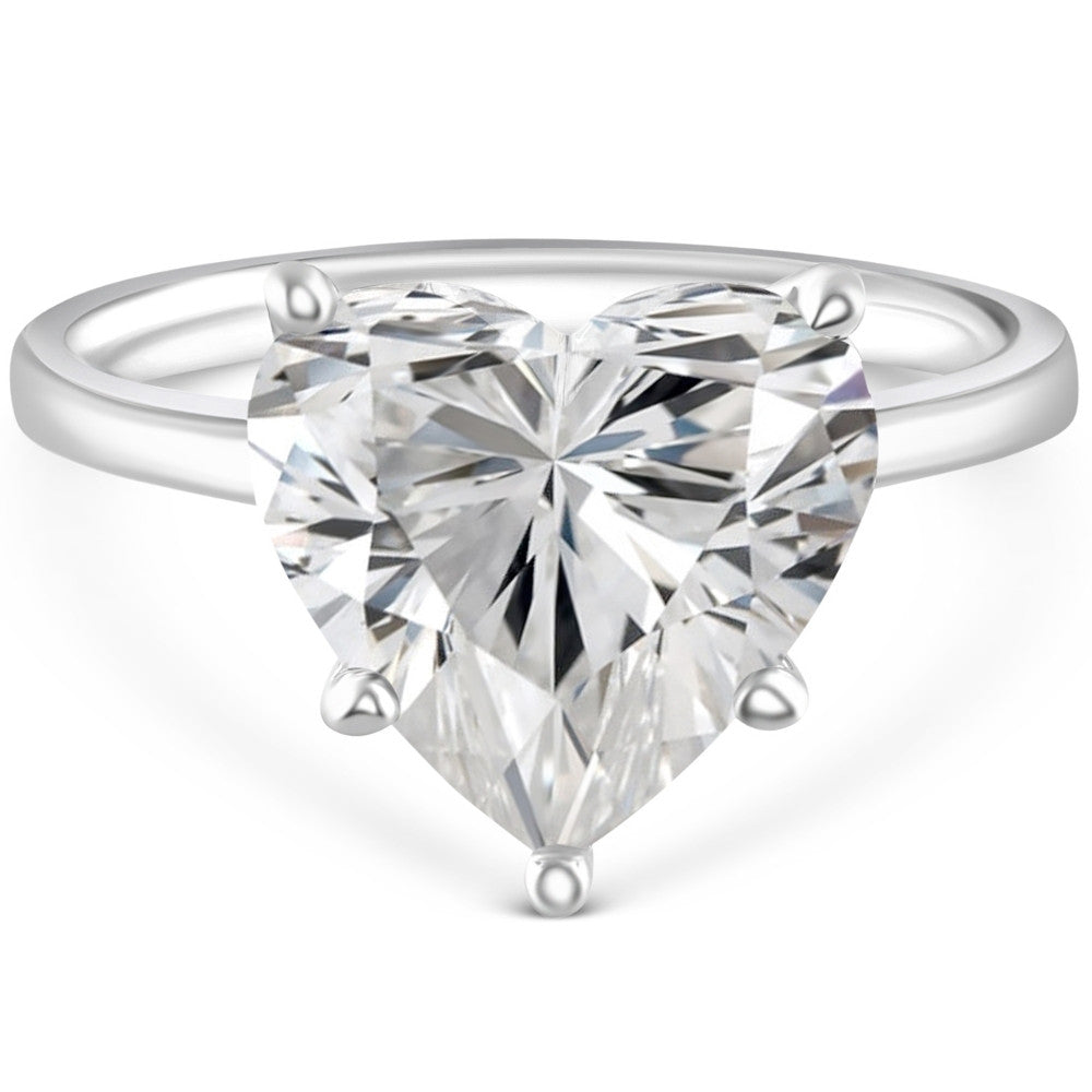 Anillo de Diamante Laboratorio (corte corazon) en Oro Blanco 18kt