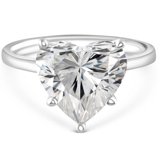 Anillo de Diamante Laboratorio (corte corazon) en Oro Blanco 18kt