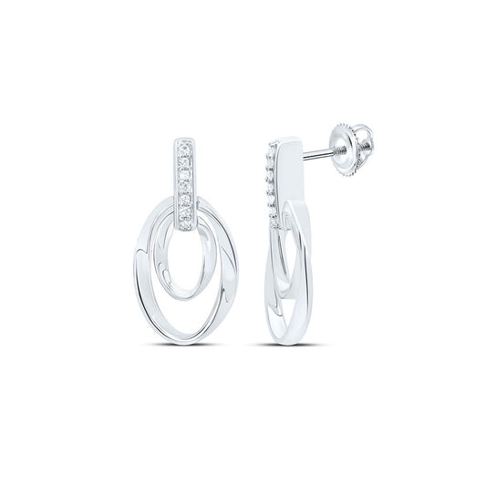 Aretes (ovalo) en Plata con Diamantes