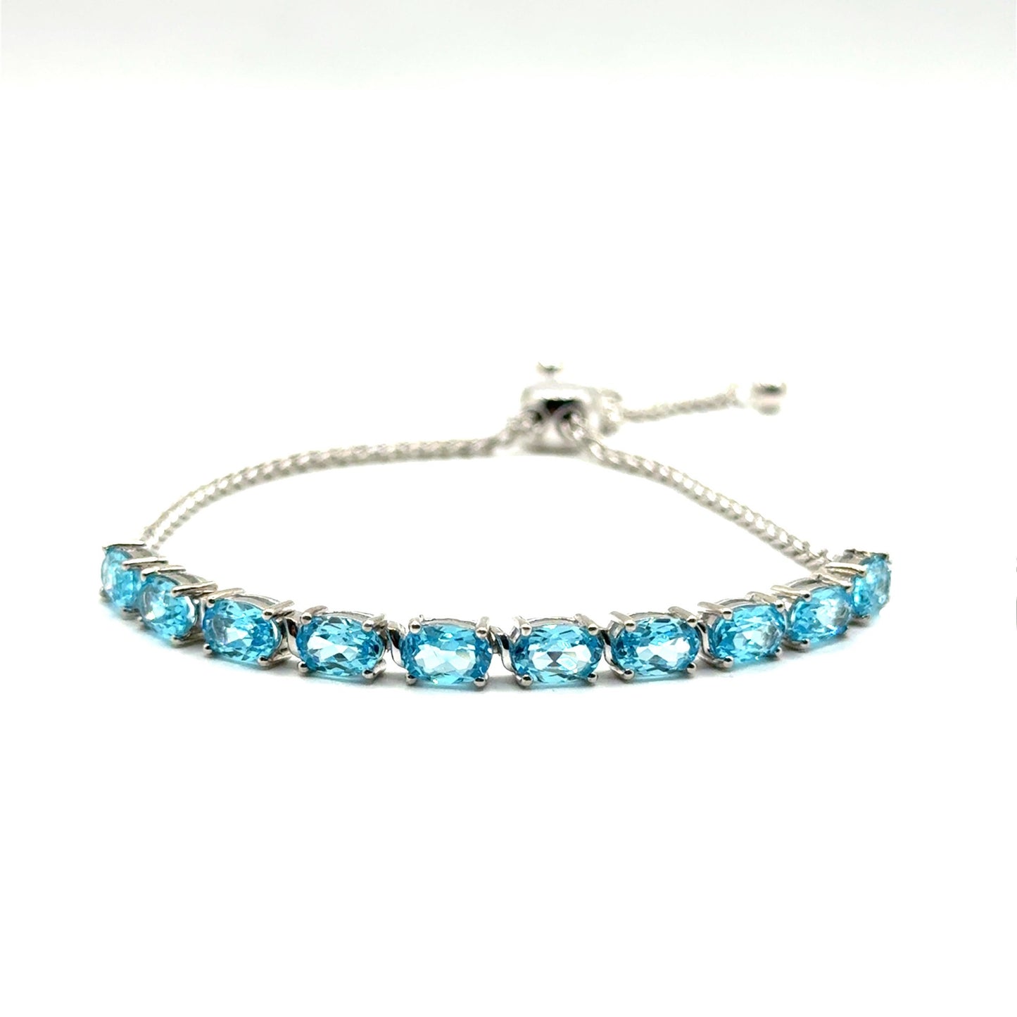 Pulsera Ajustable de Topacio Azul en Plata 925 (6.4cts)