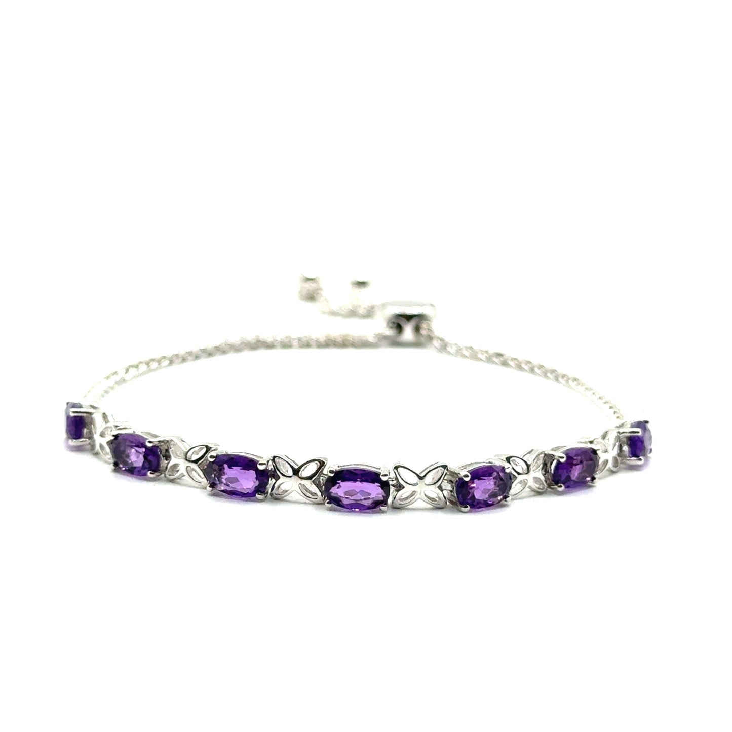 Pulsera Ajustable de Amatista en Plata 925 (3.0cts)