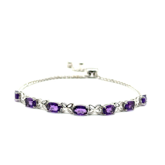 Pulsera Ajustable de Amatista en Plata 925 (3.0cts)