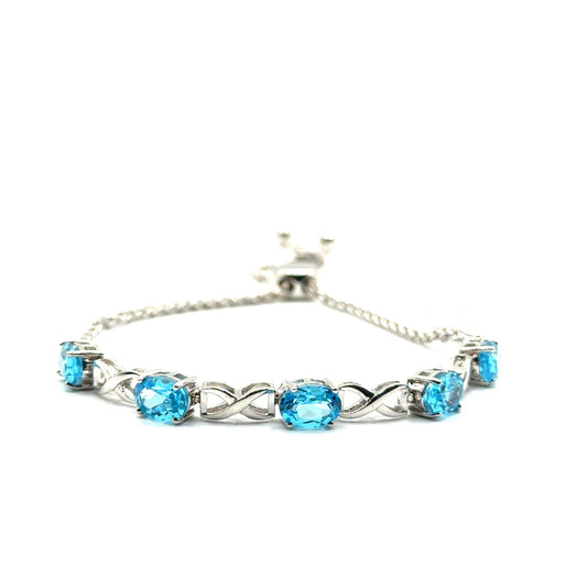 Pulsera Ajustable de Topacio Azul en Plata 925 (5.6cts)