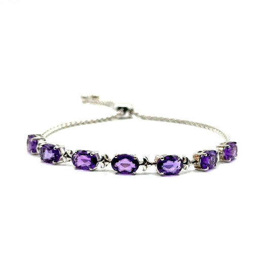 Pulsera Ajustable de Amatista en Plata 925 (4.7cts)