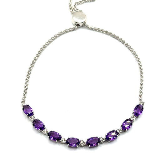 Pulsera Ajustable de Amatista en Plata 925 (3.2cts)