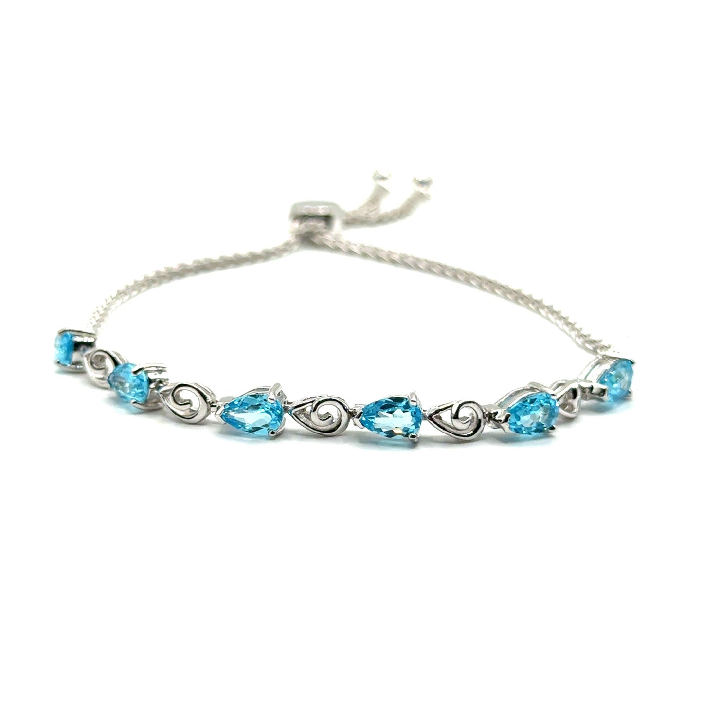 Pulsera Ajustable de Topacio Azul en Plata 925 (3.8cts)