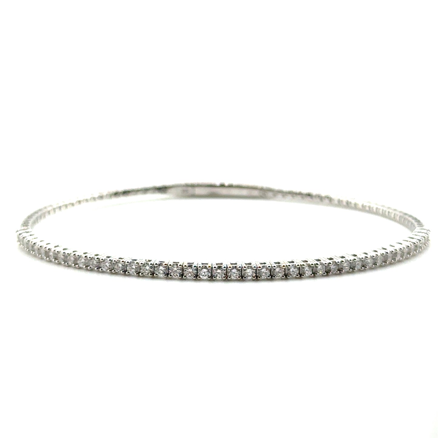 Caña Flexible con Diamantes Laboratorio en Plata