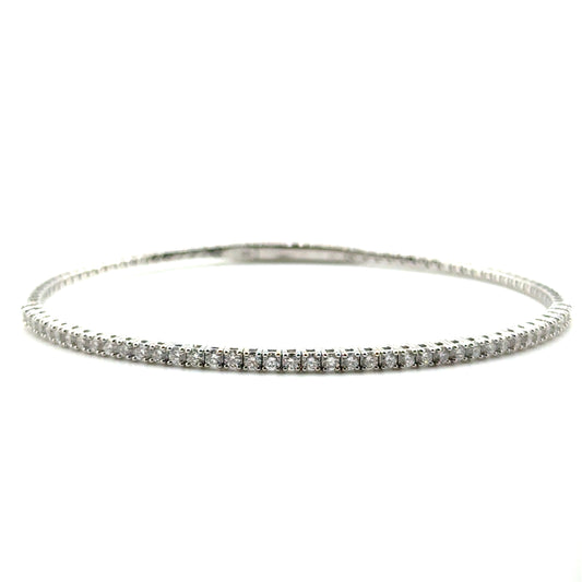 Caña Flexible con Diamantes Laboratorio en Plata