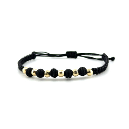 Pulsera Bolitas en Oro 10K con Hilo Adjustable