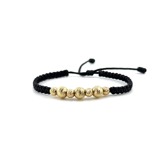 Pulsera Bolitas en Oro 10K con Hilo Adjustable