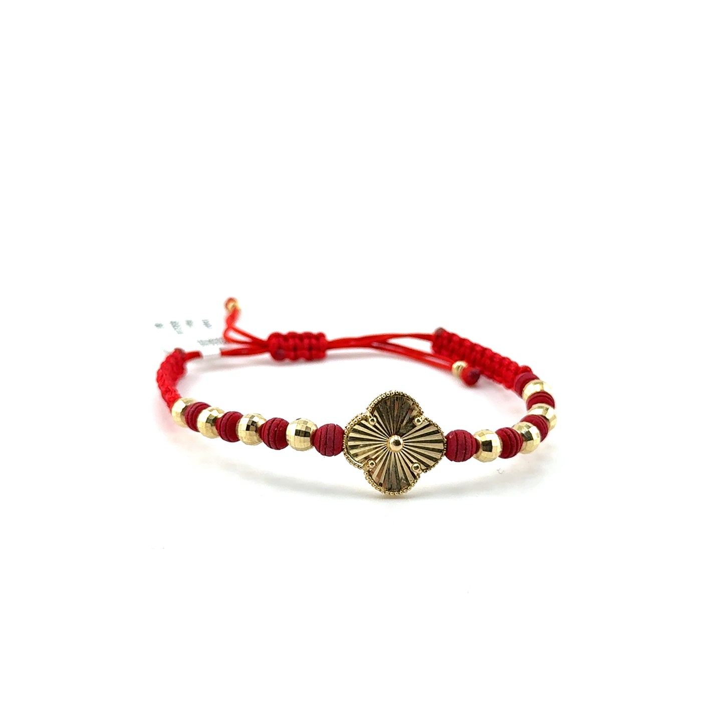 Pulsera Trebol en Oro 10K con Hilo Adjustable