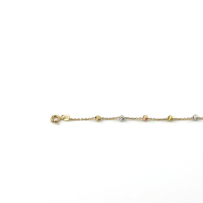 Pulsera (bolita) en Oro Tres Tono