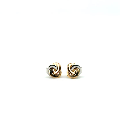 Aretes Nudo (liso) en Oro Tres Tono
