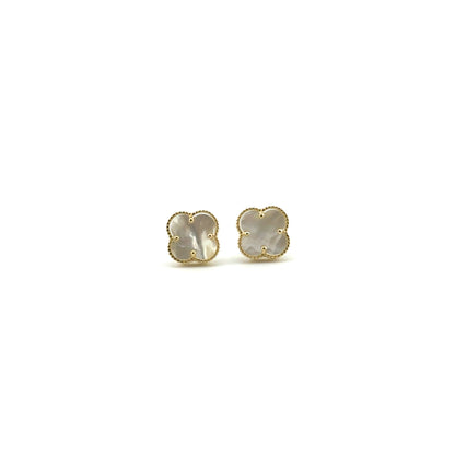 Aretes Trebol (blanco) en Oro