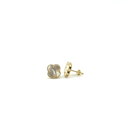 Aretes Trebol (blanco) en Oro