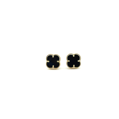Aretes Trebol (negro) en Oro