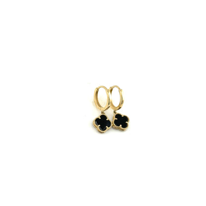 Argollas Trebol (negro) en Oro