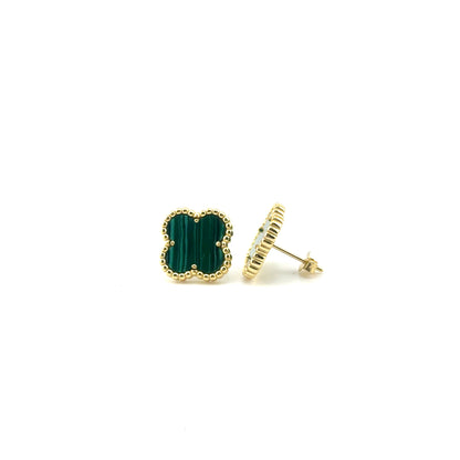 Aretes Trébol (Malaquita) en Plata