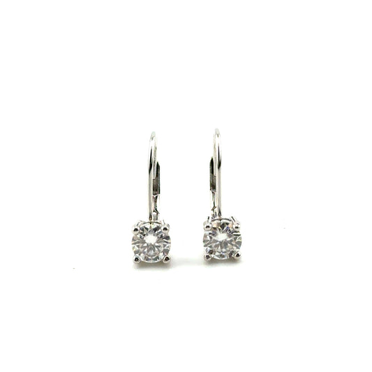 Aretes (leverback) de Moissanita en Plata