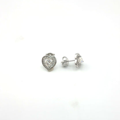 Aretes (corazon) de Moissanita en Plata