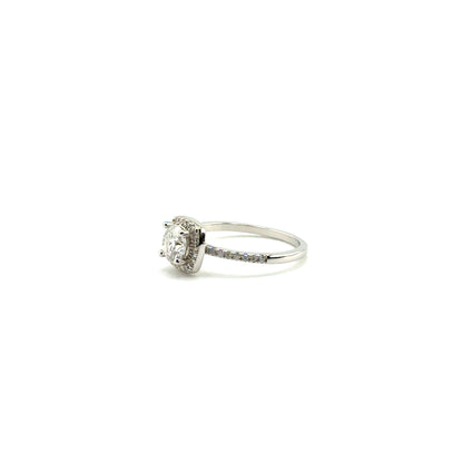 Anillo de boda (corte cojin) de Moissanita en Plata