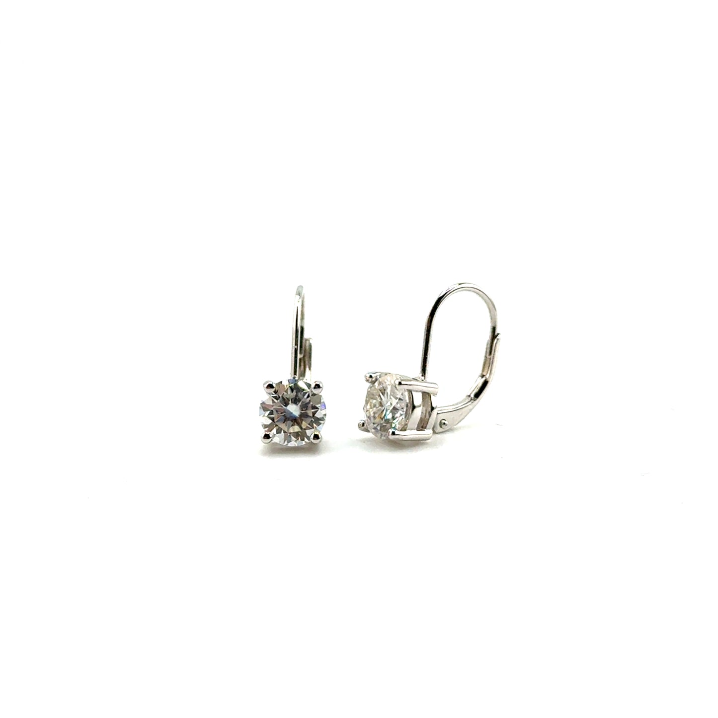 Aretes (leverback) de Moissanita en Plata