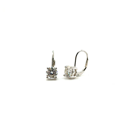 Aretes (leverback) de Moissanita en Plata