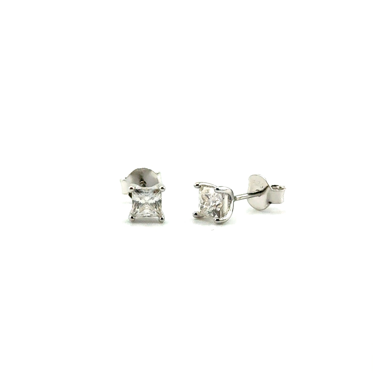 Aretes Moissanita (corte princesa) en Plata