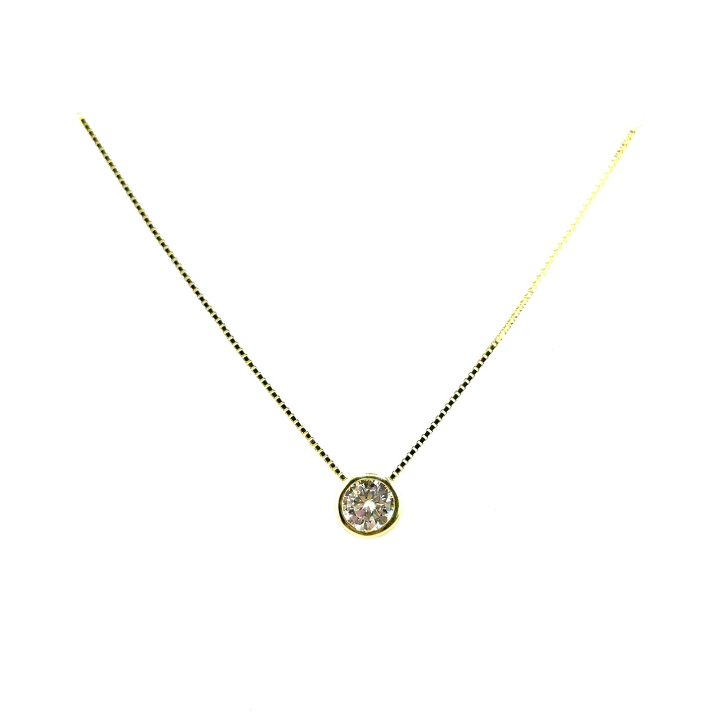 Collar Solitario (bisel) de Moissanita en Plata