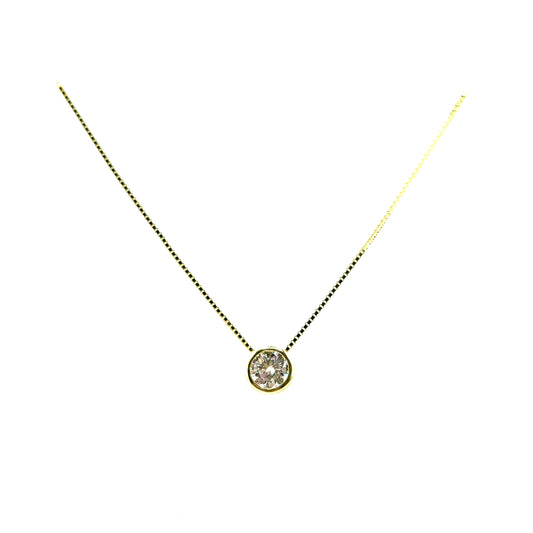 Collar Solitario (bisel) de Moissanita en Plata