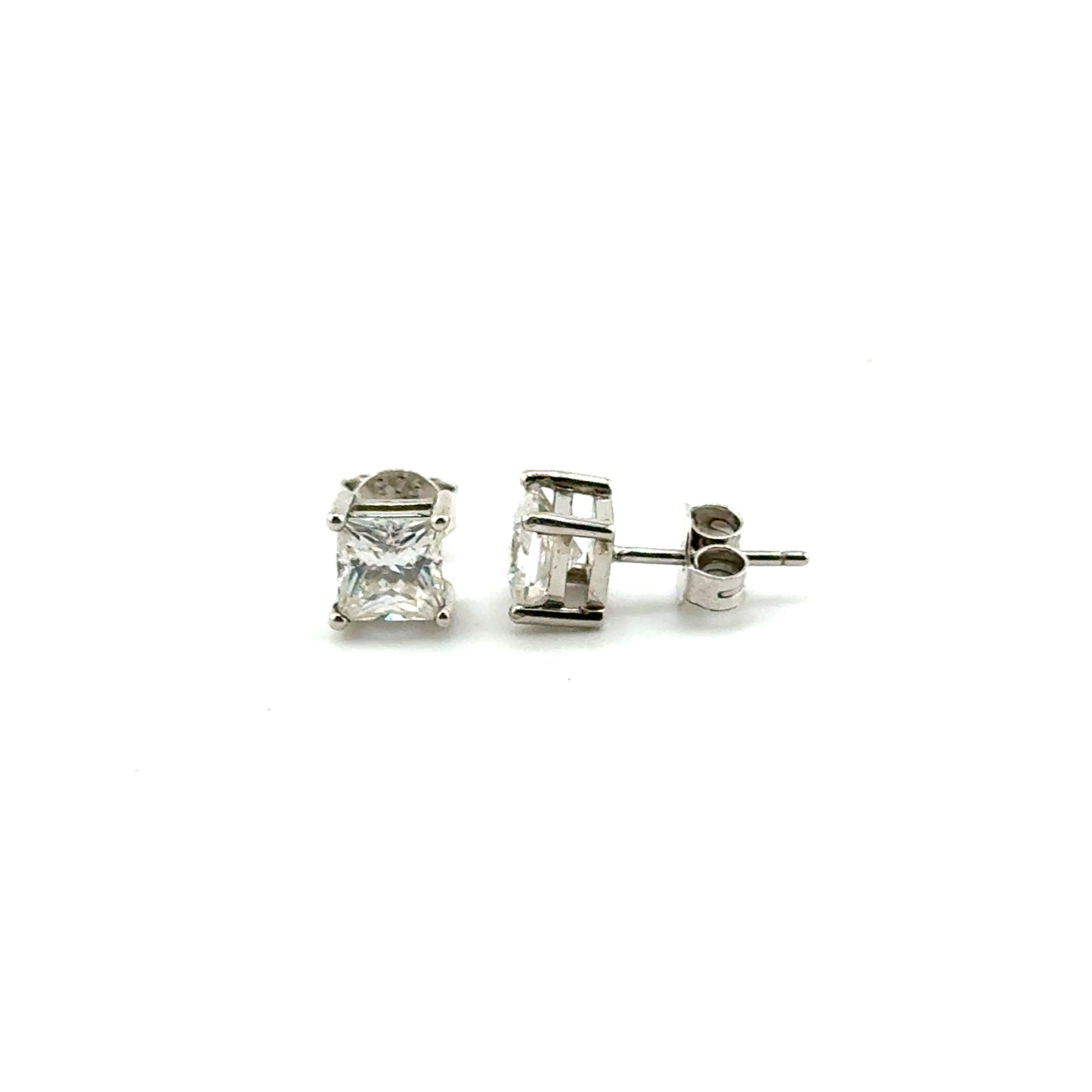Aretes Moissanita (corte princesa) en Plata