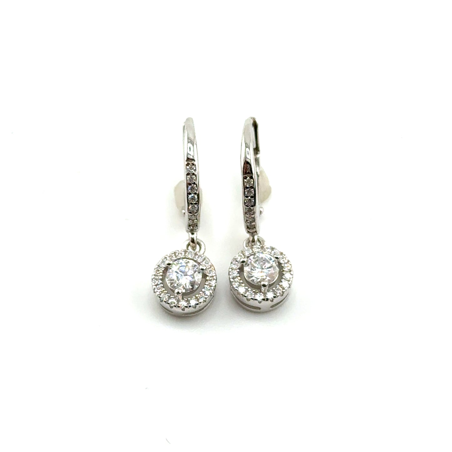 Aretes (leverback) de Moissanita en Plata