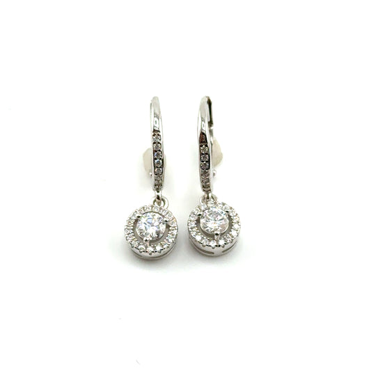 Aretes (leverback) de Moissanita en Plata