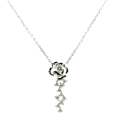 Collar (flor) de Moissanita en Plata