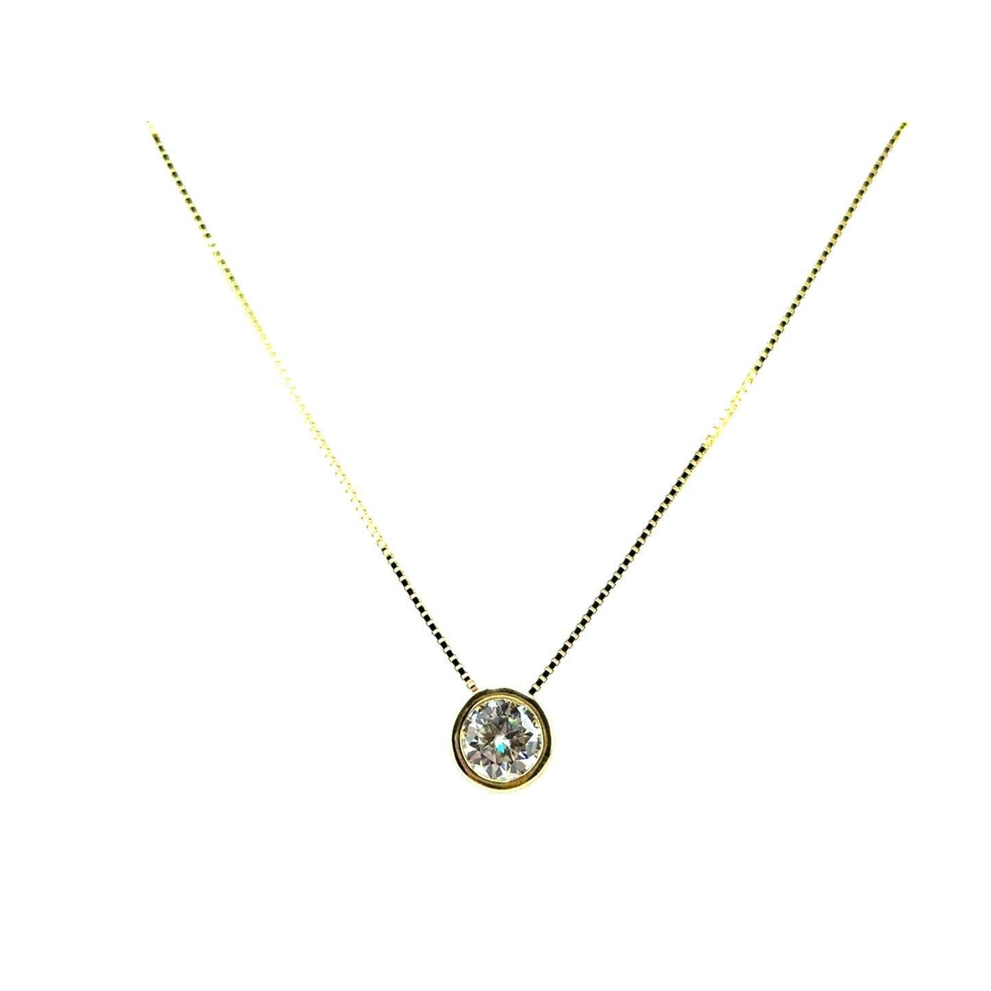 Collar Solitario (bisel) de Moissanita en Plata