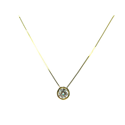 Collar Solitario (bisel) de Moissanita en Plata